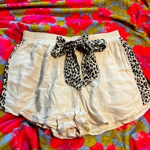 Always On Your Side Natural White Leopard Trim Shorts